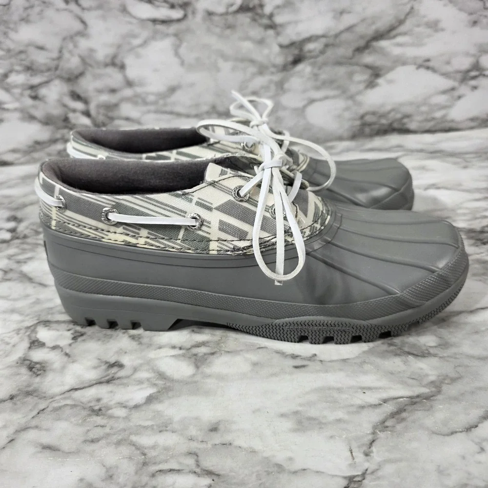Sperry Top Sider Women's 9 Waterproof Gray Rubber Lace Up Duck Boot STS95030